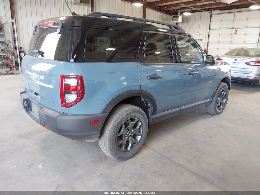 Vin: 3fmcr9d99mrb17626, lot: 45935074, ford bronco sport badlands 20214