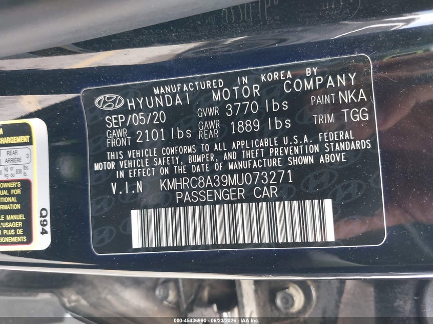 2021 Hyundai Venue Sel VIN: KMHRC8A39MU073271 Lot: 45436990