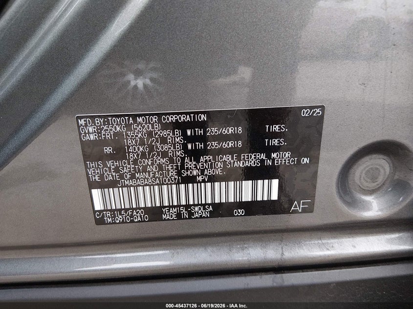 2025 Subaru Solterra Premium VIN: JTMABABA8SA100371 Lot: 45437126