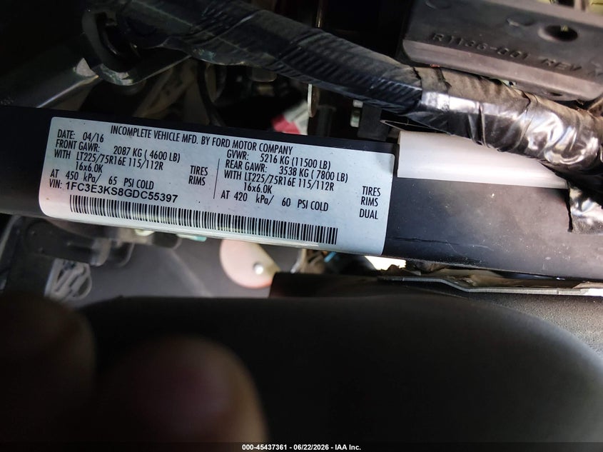 2016 FORD E-350 STRIPPED N/A N/A