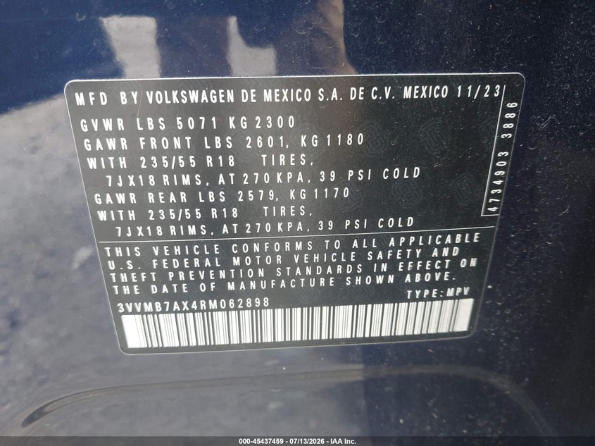 2024 VOLKSWAGEN TIGUAN auction photo 8