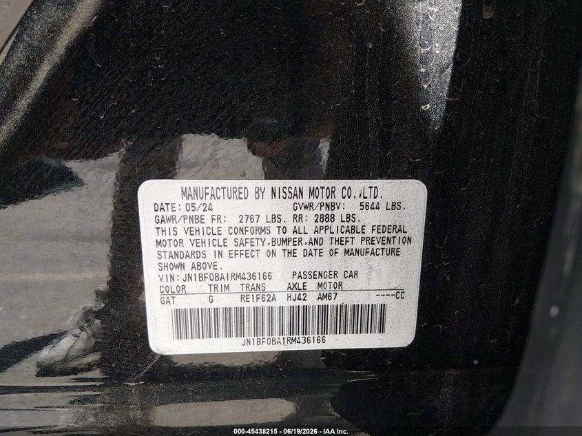 2024 Nissan Ariya Evolve+ VIN: JN1BF0BA1RM436166 Lot: 45438215