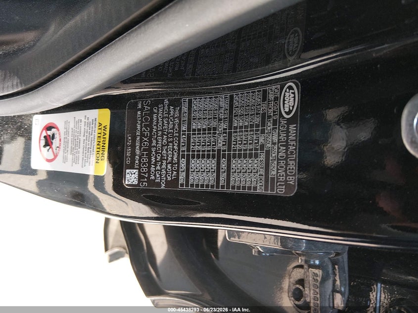 2020 Land Rover Discovery Sport R-Dynamic Se VIN: SALCL2FX6LH838715 Lot: 45438293