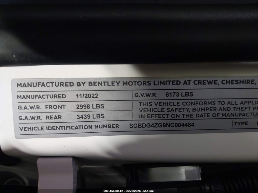 2022 BENTLEY CONTINENTAL GT CABRIO 4.0L V-8 DI, DOHC, VVT, TURBO, 542HP
