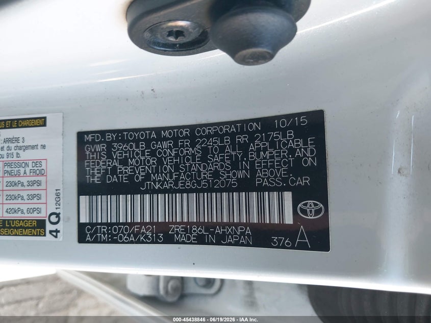 2016 Scion Im VIN: JTNKARJE8GJ512075 Lot: 45438846