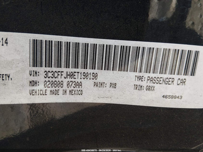 2014 Fiat 500C Gq Edition VIN: 3C3CFFJH0ET190190 Lot: 45438870
