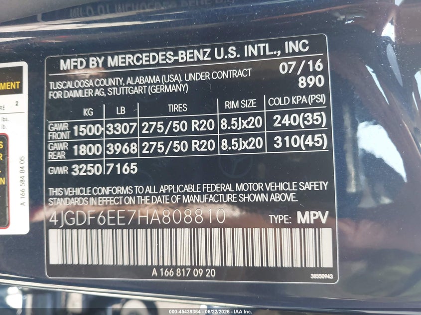 2017 Mercedes-Benz Gls 450 4Matic VIN: 4JGDF6EE7HA808810 Lot: 45439364