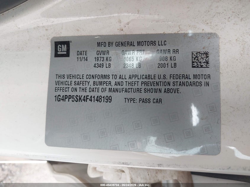 2015 Buick Verano VIN: 1G4PP5SK4F4148199 Lot: 45439704