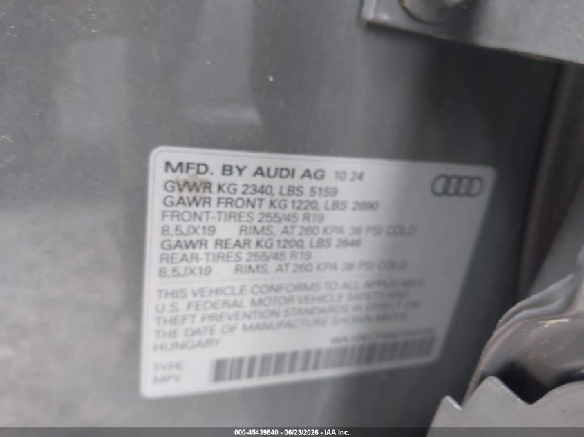 2025 Audi Q3 Premium 45 Tfsi S Line Quattro Tiptronic VIN: WA1DECF36S1019150 Lot: 45439840