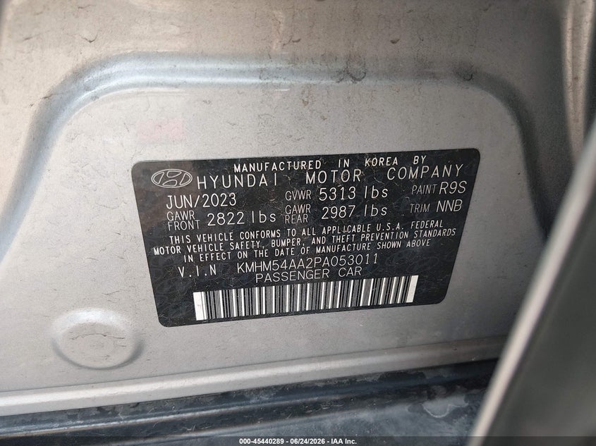 2023 Hyundai Ioniq 6 Limited VIN: KMHM54AA2PA053011 Lot: 45440289