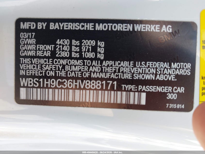 2017 BMW M2 VIN: WBS1H9C36HV888171 Lot: 45440428