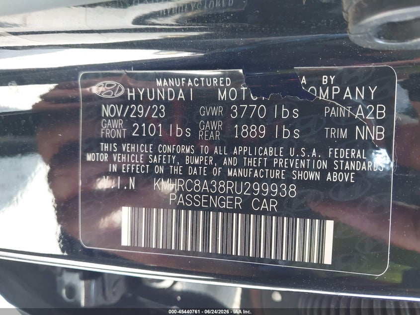 2024 Hyundai Venue Sel VIN: KMHRC8A38RU299938 Lot: 45440761