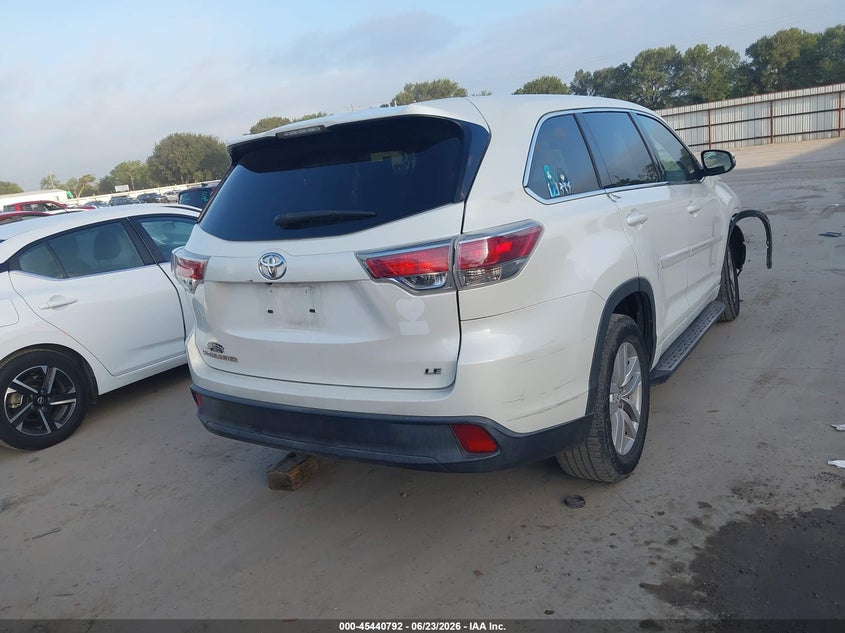 Vin: 5tdzarfh7es008297, lot: 45938901, toyota highlander le 20144