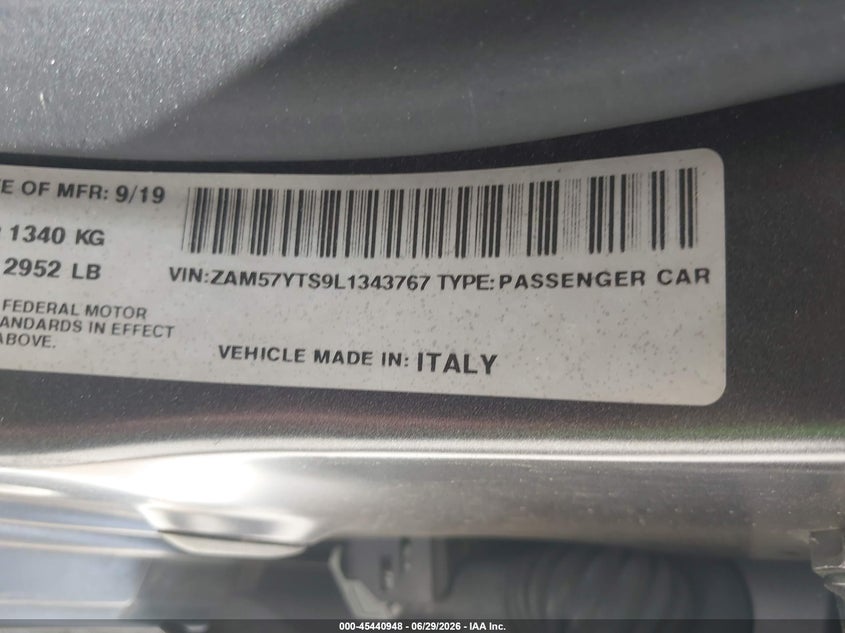 2020 Maserati Ghibli S Q4 Gransport VIN: ZAM57YTS9L1343767 Lot: 45440948