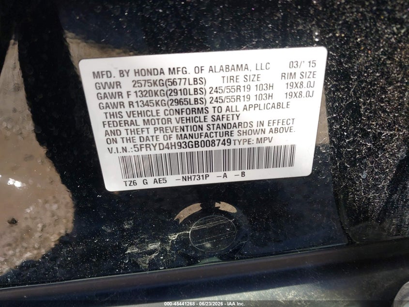 2016 ACURA MDX SPORT UTILITY VEHICLE 3.5L V-6 DI, VVT, 290HP