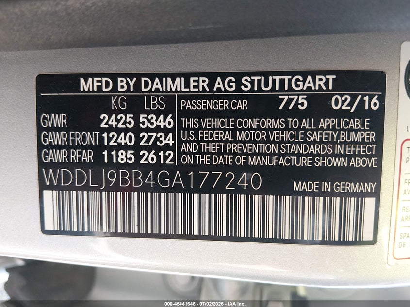 2016 Mercedes-Benz Cls 550 4Matic VIN: WDDLJ9BB4GA177240 Lot: 45441646