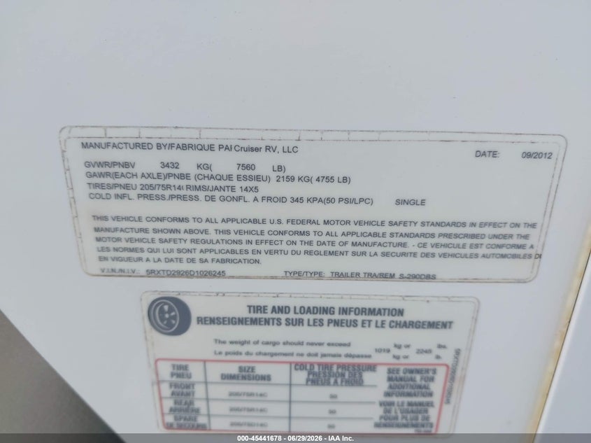 2013 OTHER SHADOW CRUISER OTHER TRAILER N/A
