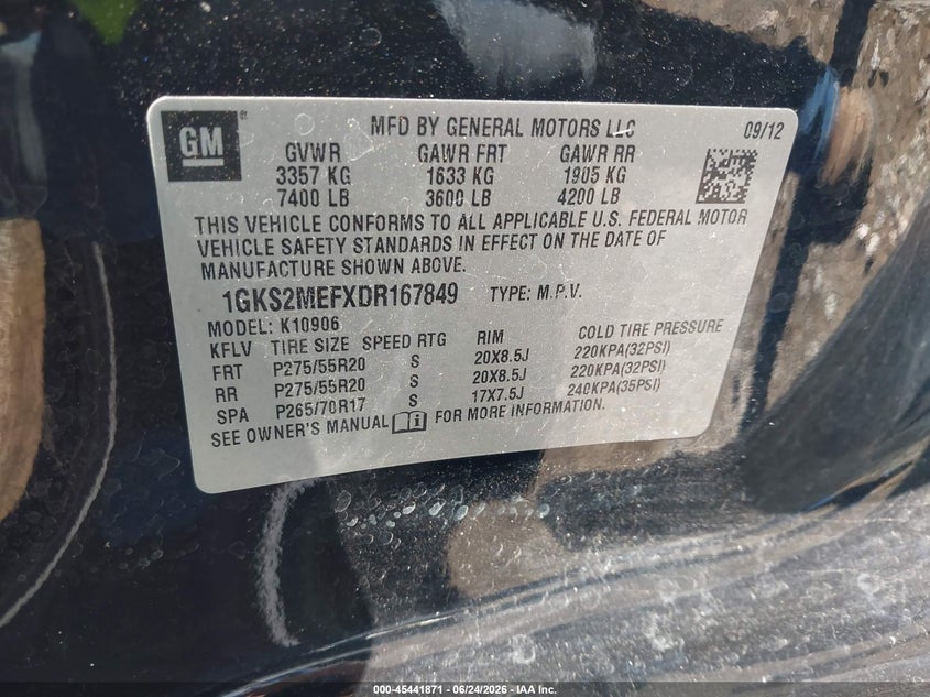 2013 GMC YUKON SPORT UTILITY VEHICLE 6.2L V-8 VVT, 403HP