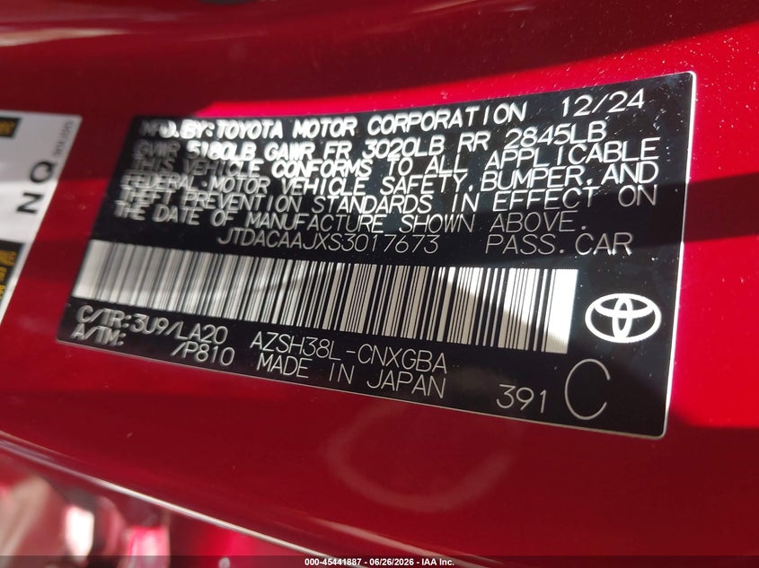 2025 Toyota Crown Signia Limited VIN: JTDACAAJXS3017673 Lot: 45441887