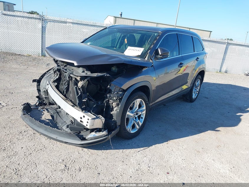 Vin: 5tdykrfh9gs131871, lot: 45940251, toyota highlander limited v6 20162