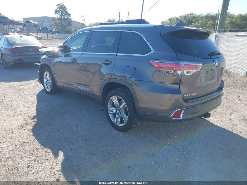 Vin: 5tdykrfh9gs131871, lot: 45940251, toyota highlander limited v6 20163