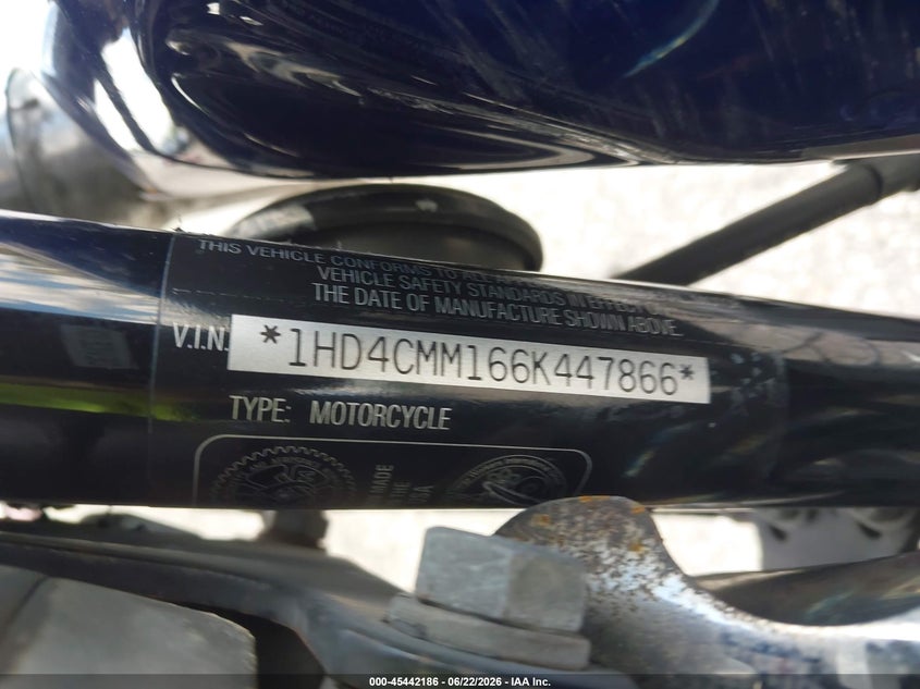 2006 Harley-Davidson Xl883 L VIN: 1HD4CMM166K447866 Lot: 45442186