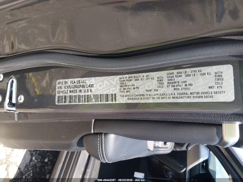 2024 Jeep Grand Cherokee Limited 4X2 VIN: 1C4RJGBG0R8615430 Lot: 45442287