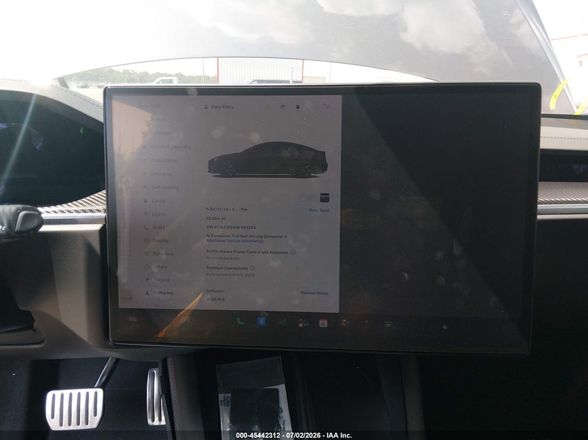 2022 Tesla Model S Dual Motor All-Wheel Drive VIN: 5YJSA1E5XNF484283 Lot: 45442312