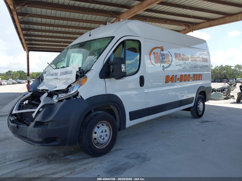 Vin: 3c6lrvdg3me525811, lot: 45941267, ram promaster 2500 high roof 159 wb 20212