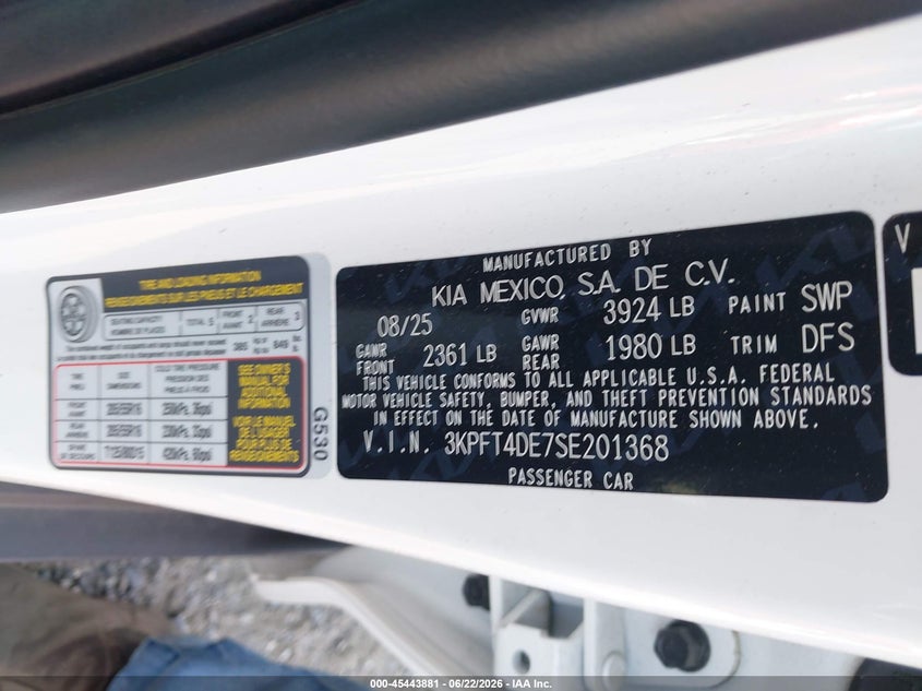 VIN 3KPFT4DE7SE201368 2025 KIA K4 LX
