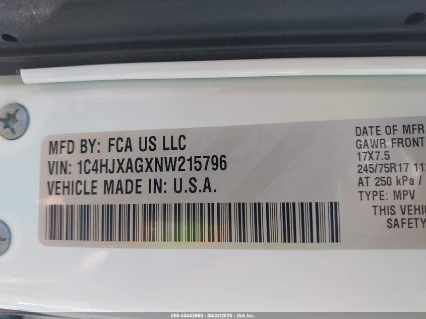 JEEP WRANGLER 2022 VIN 1C4HJXAGXNW215796