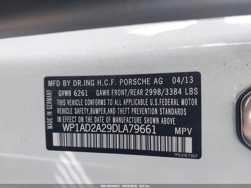 2013 Porsche Cayenne Gts VIN: WP1AD2A29DLA79661 Lot: 45444034