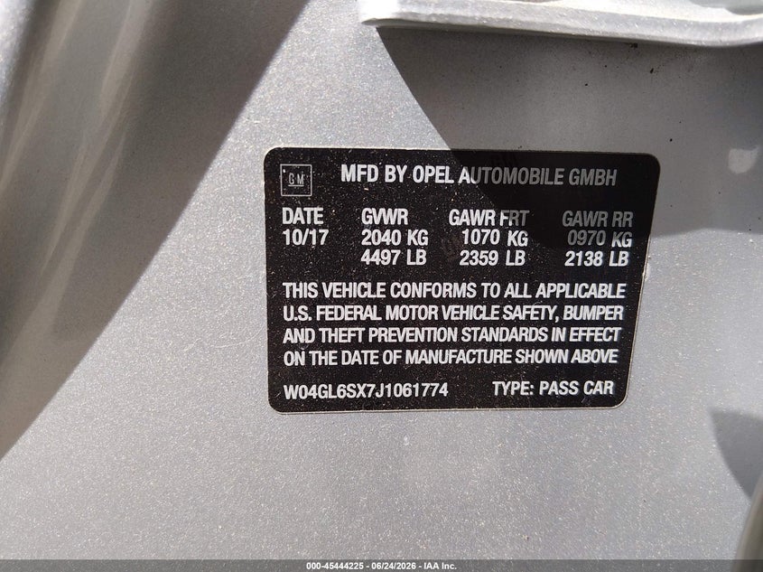 2018 Buick Regal Sportback Preferred VIN: W04GL6SX7J1061774 Lot: 45444225