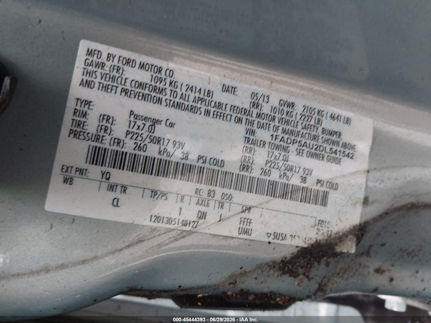 2013 Ford C-Max Hybrid Se VIN: 1FADP5AU2DL541542 Lot: 45444393