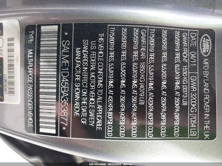 2011 LAND ROVER RANGE ROVER SPORT UTILITY VEHICLE 5.0L V-8 DI, DOHC, VVT, 375HP