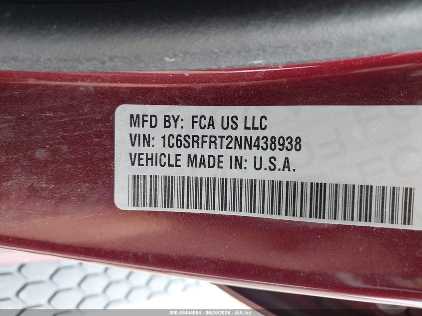 RAM 1500 2022 VIN 1C6SRFRT2NN438938