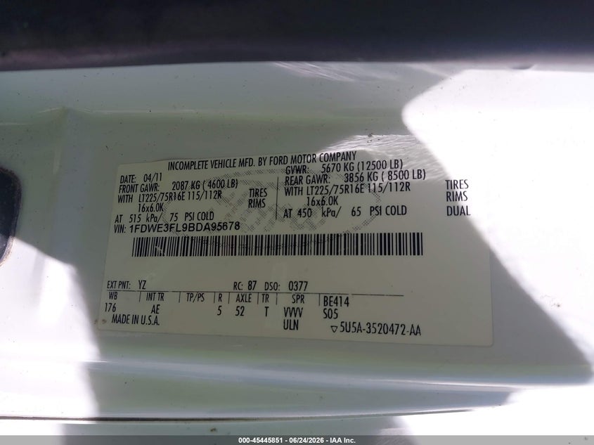 2011 FORD ECONOLINE COMMERCIAL CUTAWAY N/A N/A