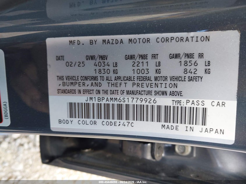 MAZDA MAZDA3 2025 VIN JM1BPAMM6S1779926