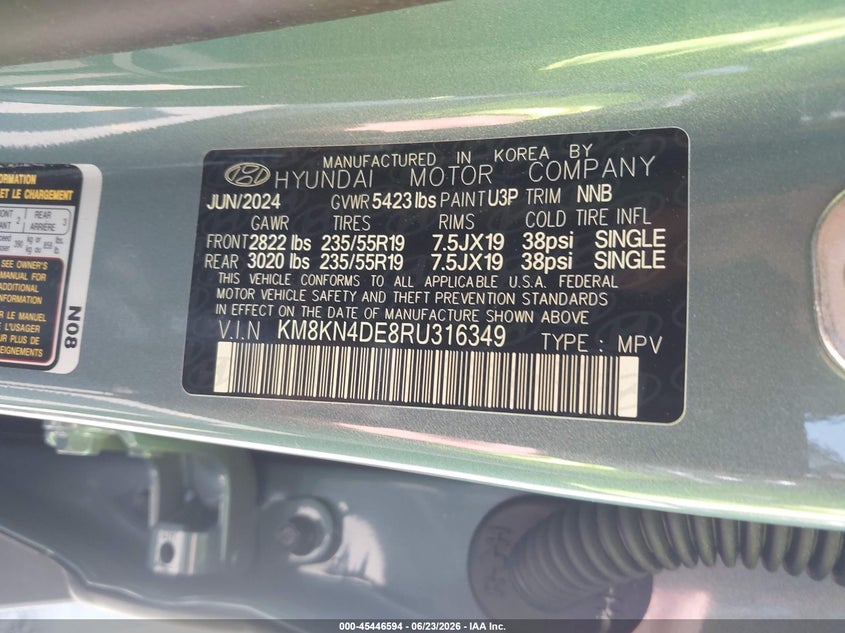 2024 Hyundai Ioniq 5 Sel VIN: KM8KN4DE8RU316349 Lot: 45446594