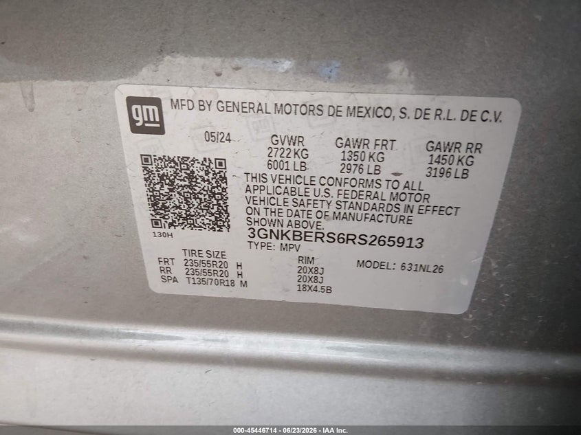 2024 Chevrolet Blazer Fwd Rs VIN: 3GNKBERS6RS265913 Lot: 45446714