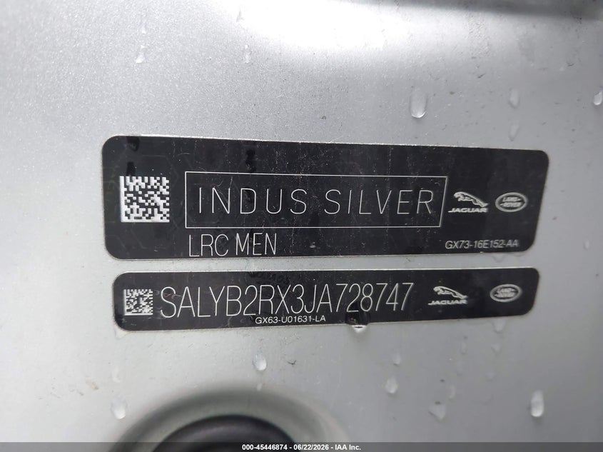 LAND-ROVER RANGE ROVER VELAR 2018 VIN SALYB2RX3JA728747