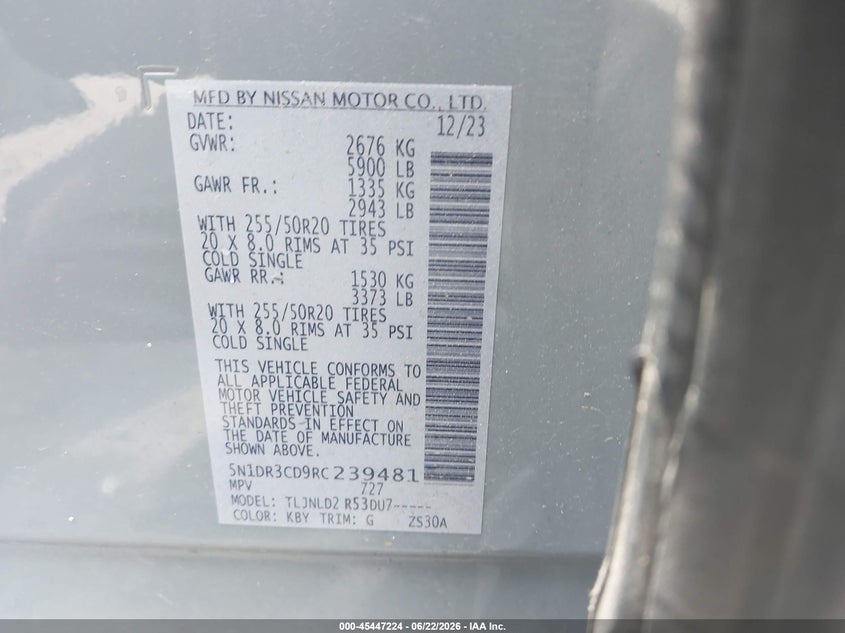 2024 NISSAN PATHFINDER SPORT UTILITY VEHICLE 3.5L V-6 DI, DOHC, VVT, 284HP