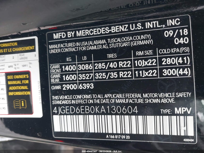 2019 Mercedes-Benz Amg Gle 43 Coupe 4Matic VIN: 4JGED6EB0KA130604 Lot: 45447307