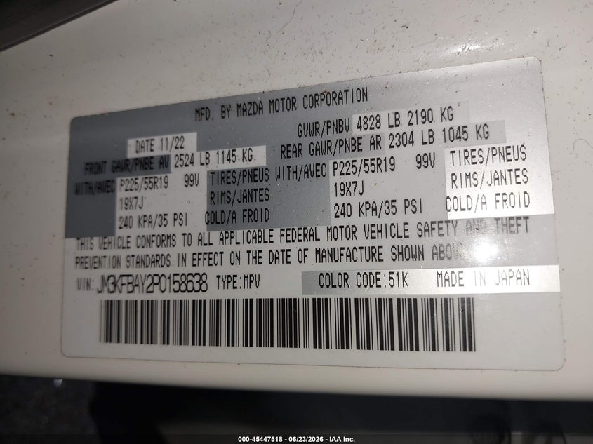 2023 MAZDA CX-5 SPORT UTILITY VEHICLE 2.5L I-4 DI, DOHC, VVT, TURBO, 227HP