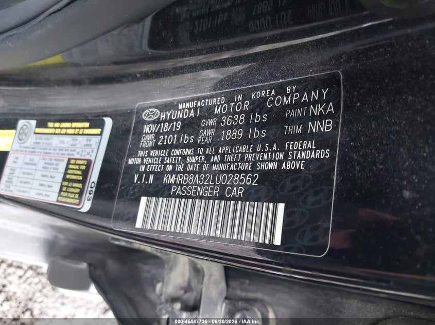 2020 Hyundai Venue Se VIN: KMHRB8A32LU028562 Lot: 45447736