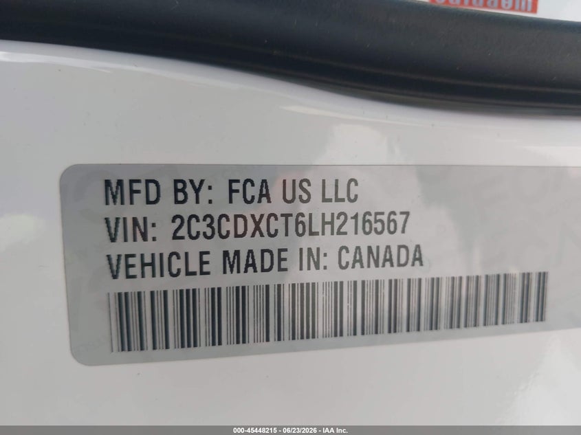2020 DODGE CHARGER SEDAN 5.7L V-8 370HP