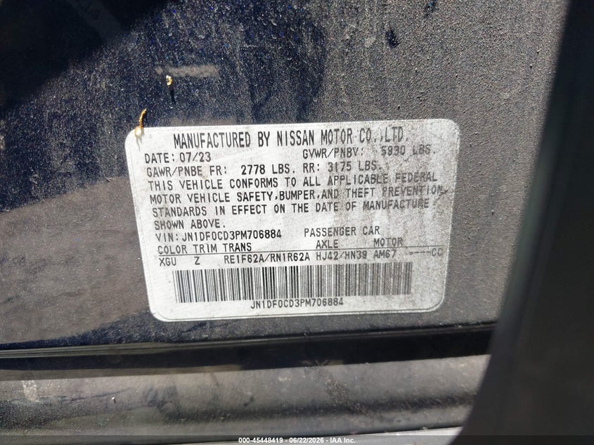 2023 Nissan Ariya Platinum+ VIN: JN1DF0CD3PM706884 Lot: 45448419