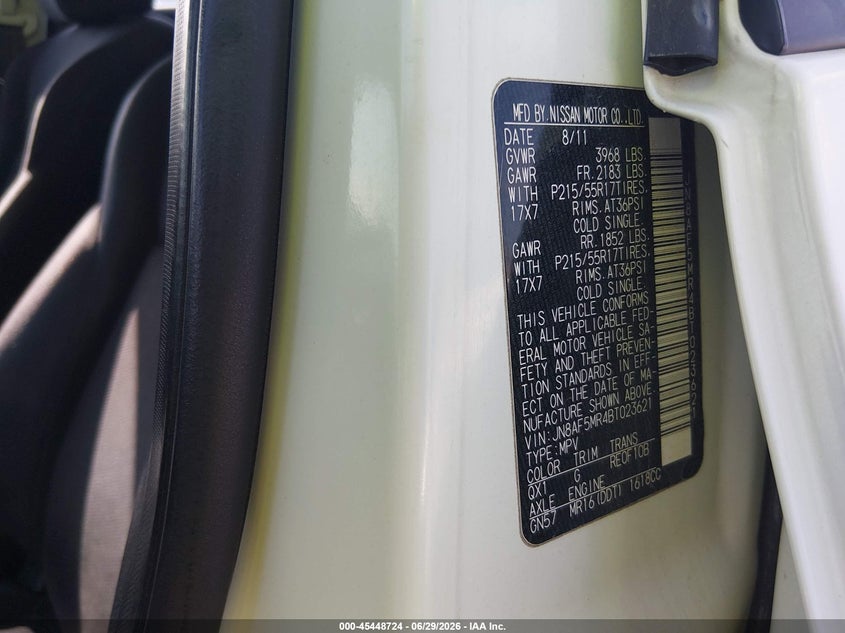 2011 Nissan Juke S VIN: JN8AF5MR4BT023621 Lot: 45448724