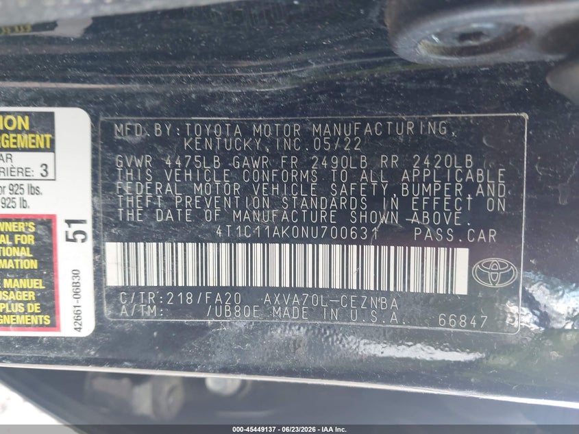 TOYOTA CAMRY - zdjęcie 9