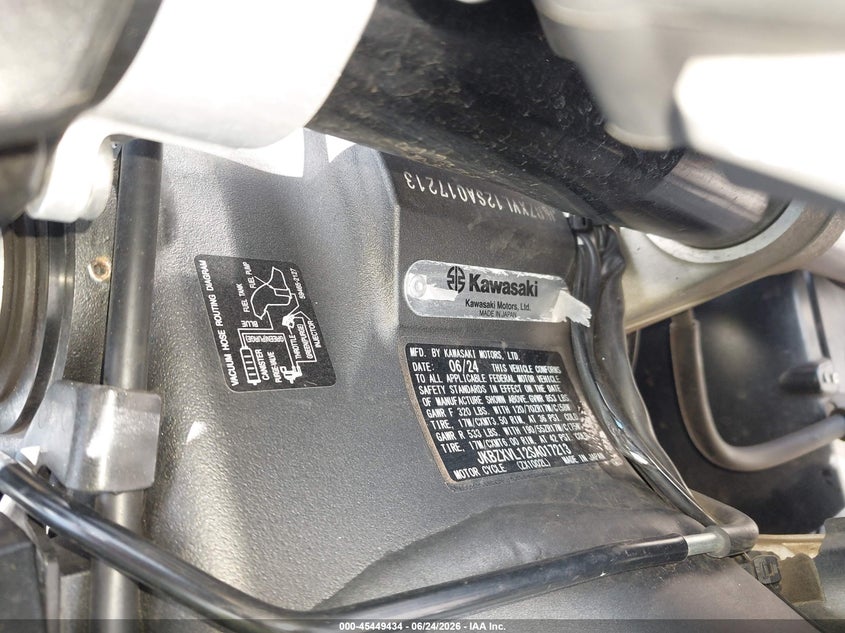 2025 Kawasaki Zx1002 L VIN: JKBZXVL12SA017213 Lot: 45449434